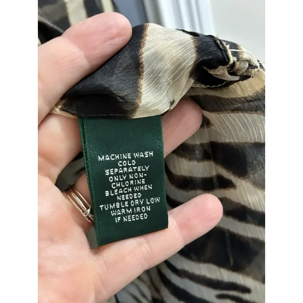 RALPH LAUREN Swim Coverup Plus Size 2X Lightweight Zebra Print Brown MSRP $120